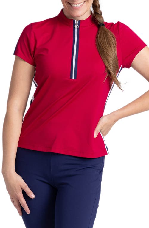 Shop Kinona Sporting Life Short Sleeve Half Zip Golf Top In Bordeaux Red