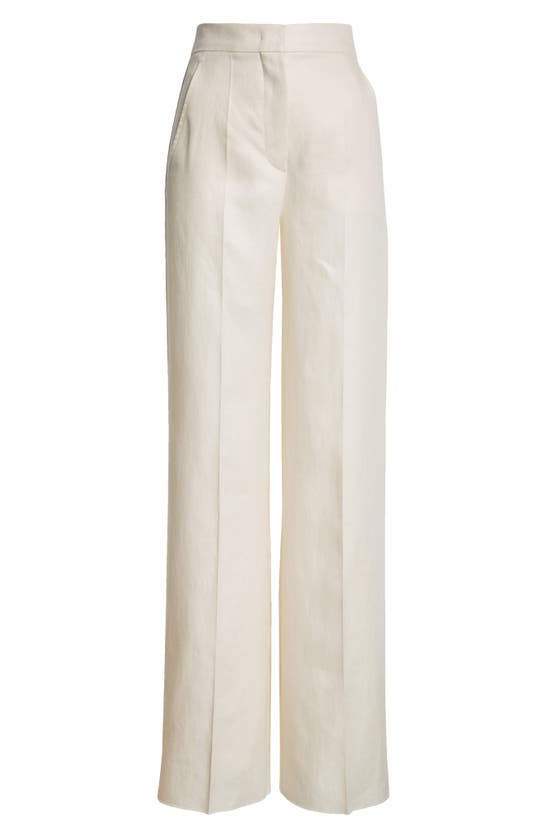 Shop Max Mara Hangar Linen Suiting Trousers In Ivory