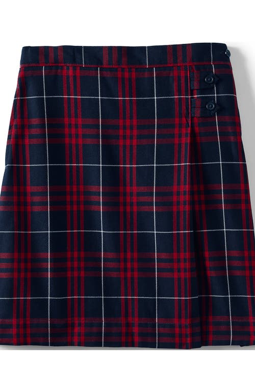 Shop Lands' End School Uniform Girls Slim Plaid A-line Skirt Below The Knee In Classic Navy Large Plaid