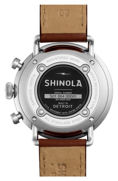 Shinola The Canfield Chrono Leather Strap Watch, 43mm In Dark Cognac/midnight Blue