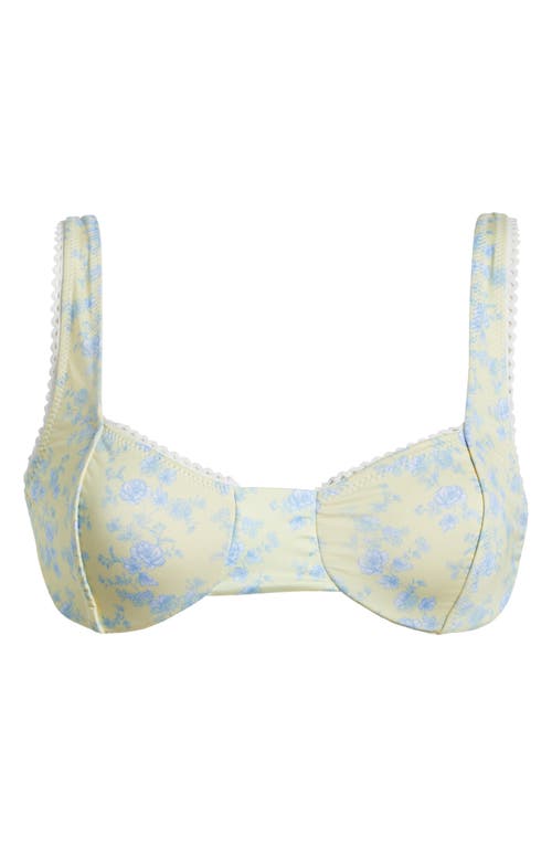YELLOW THE LABEL Floral Underwire Bikini Top in Butter Toile
