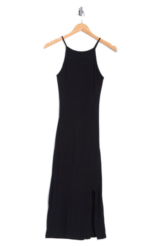 Shop Rachel Parcell Side Slit Knit Midi Dress In Black