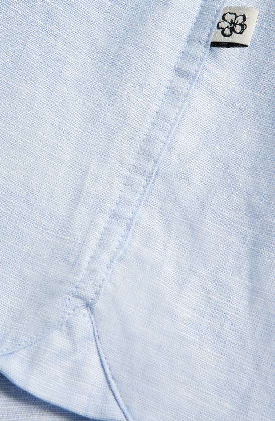 Shop Ted Baker London Short Sleeve Linen & Cotton Button-up Shirt In Light Blue