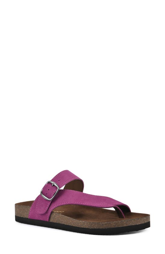 White Mountain Footwear Carly Leather Footbed Sandal In Purple Rain/ Suede