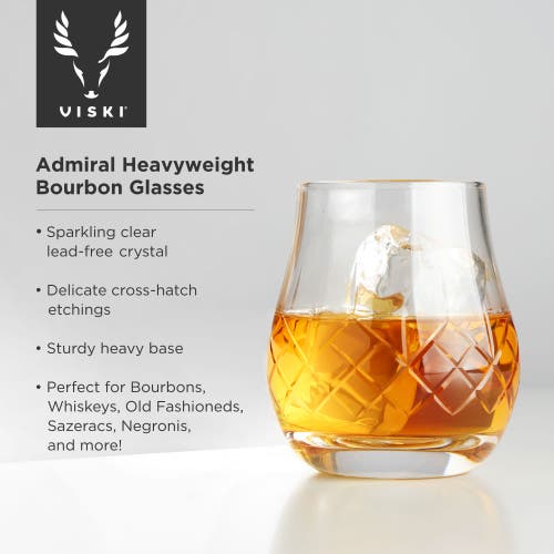 Viski Admiral Crystal Heavyweight Bourbon Glasses Set Of 2 In Clear