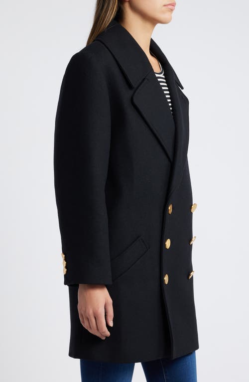 Shop Frame Classic Wool Blend Peacoat In Black