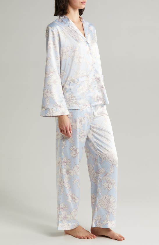 Shop Nordstrom Dobby Satin Pajamas In Blue Feather Henriette Floral