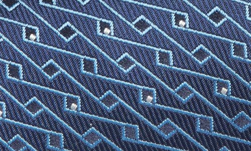 Shop Canali Novelty Geometric Silk Tie In Bright Blue