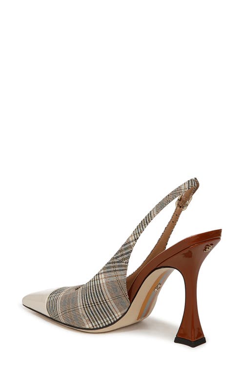 Shop Sam Edelman Odette Slingback Pointed Cap Toe Pump In Oat Multi/alpine Ivory