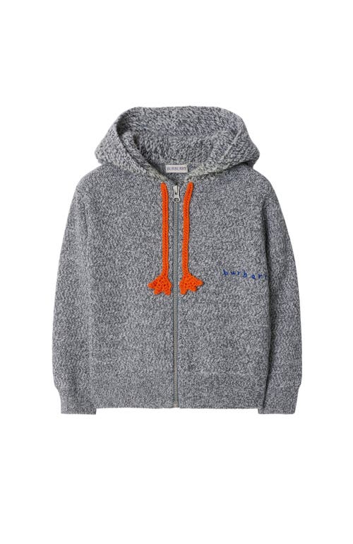 Shop Burberry Duck Wool Cotton Zip Hoodie In Grey Melange