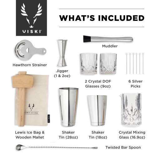 Viski 17-piece Barware Set In Silver