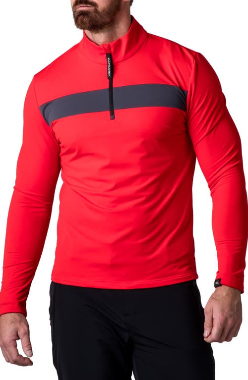 Rothorn Quarter Zip Midlayer Top in Red Chillies