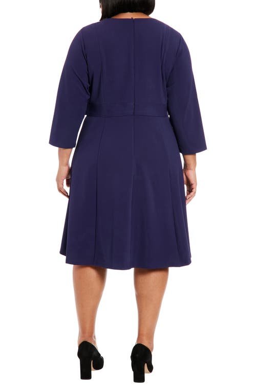 London Times Rhinestone Waist Tab Fit & Flare Dress In Astral