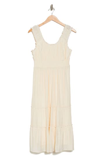 Lucky Brand Scoop Neck Tiered Maxi Dress In Yellow