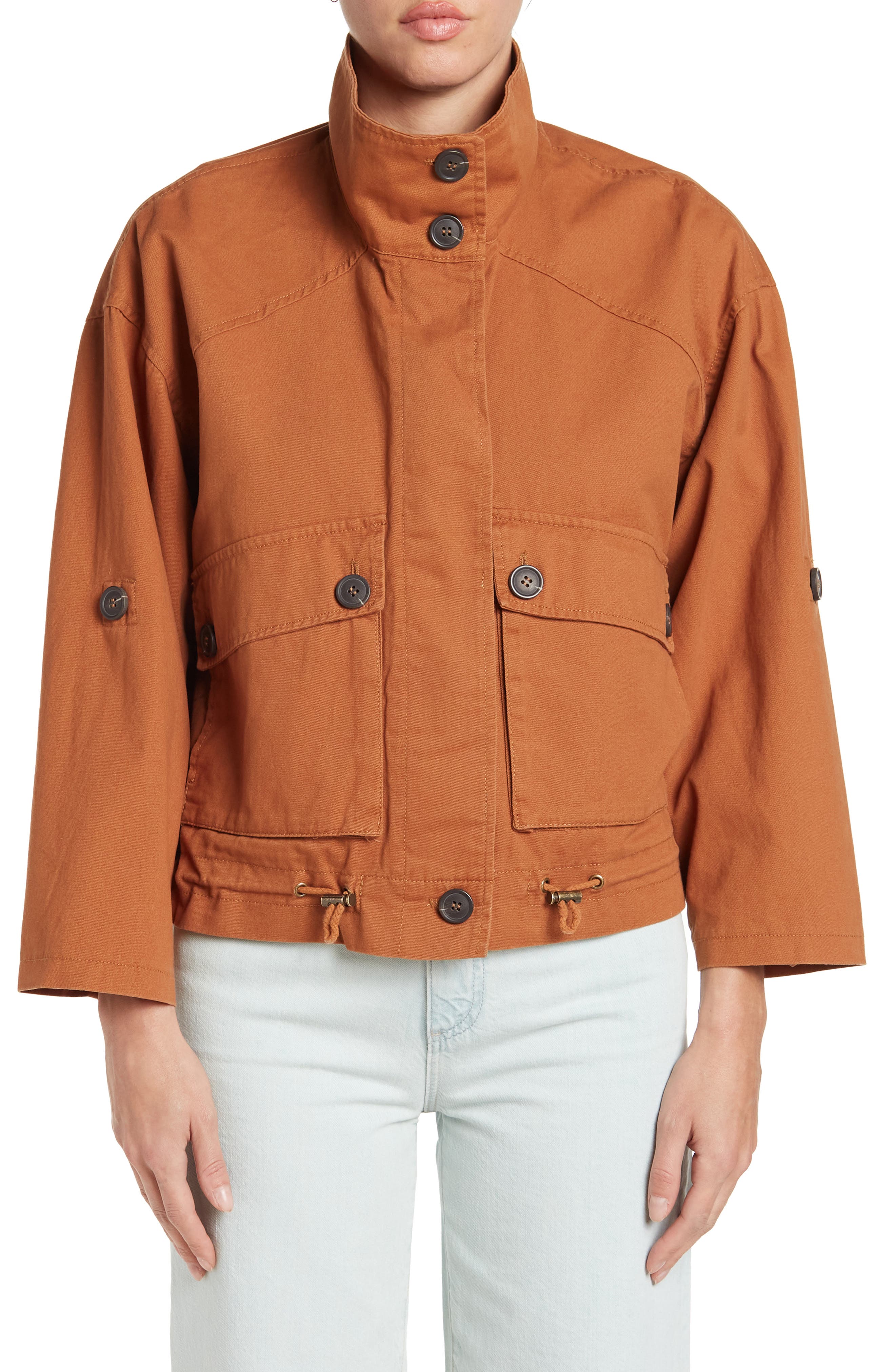 sebby mid length twill utility jacket