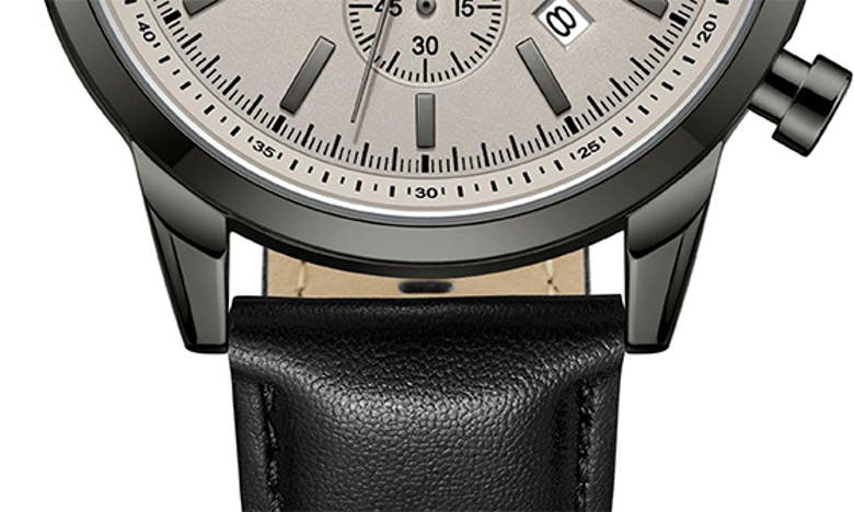 Shop Kenneth Cole Chronograph Leather Strap Watch, 45mm In Black