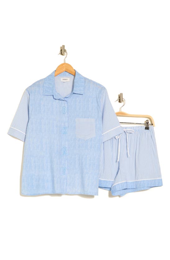 Shop Dkny Boxer Short Pajamas In Azure Stripe