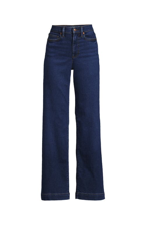 Shop Lands' End Recover High Rise Wide Leg Blue Jeans In Port Indigo