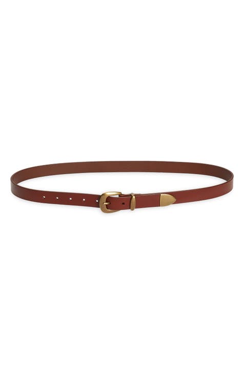 Thin Leather Belt, Brown