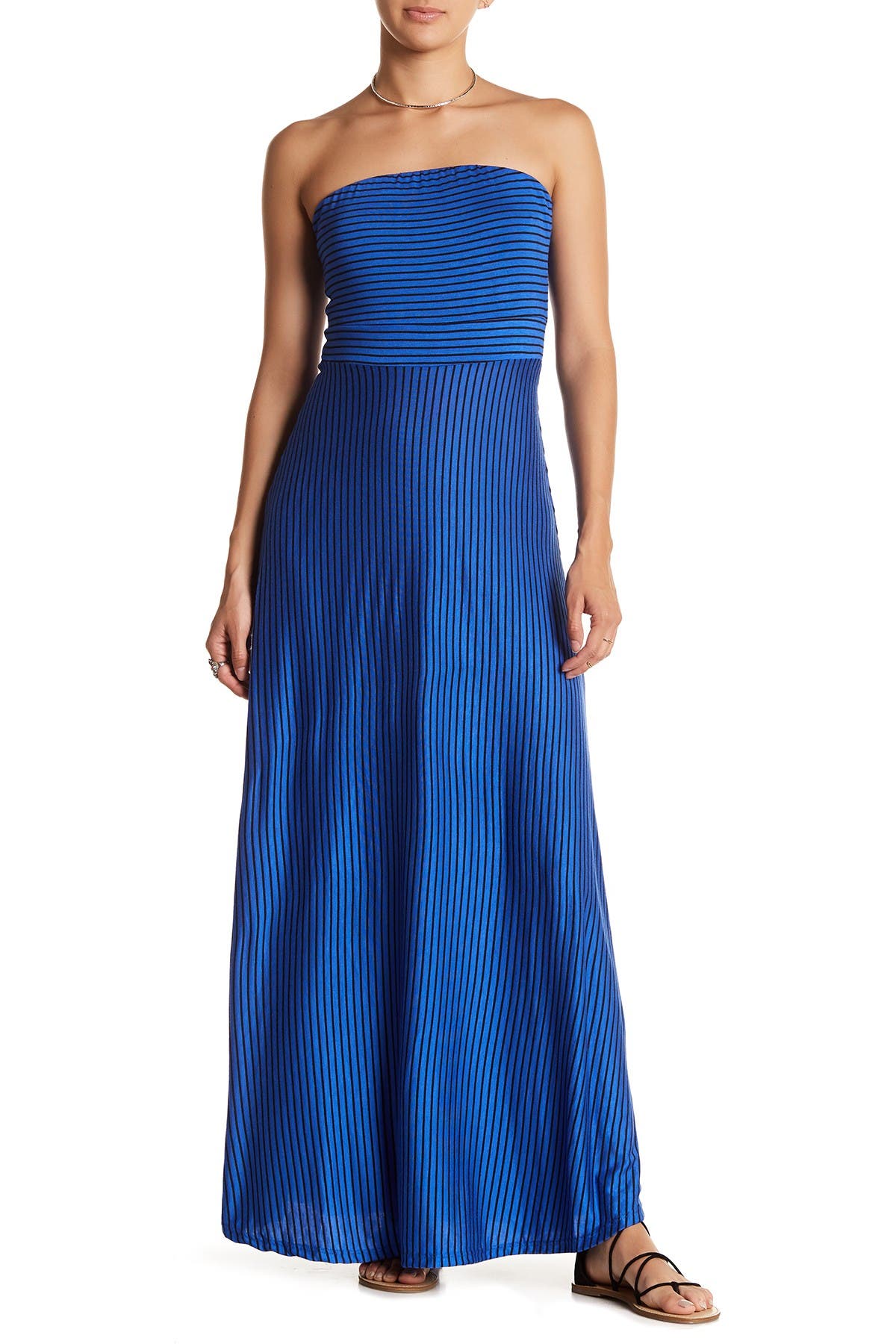 west kei strapless stripe maxi dress