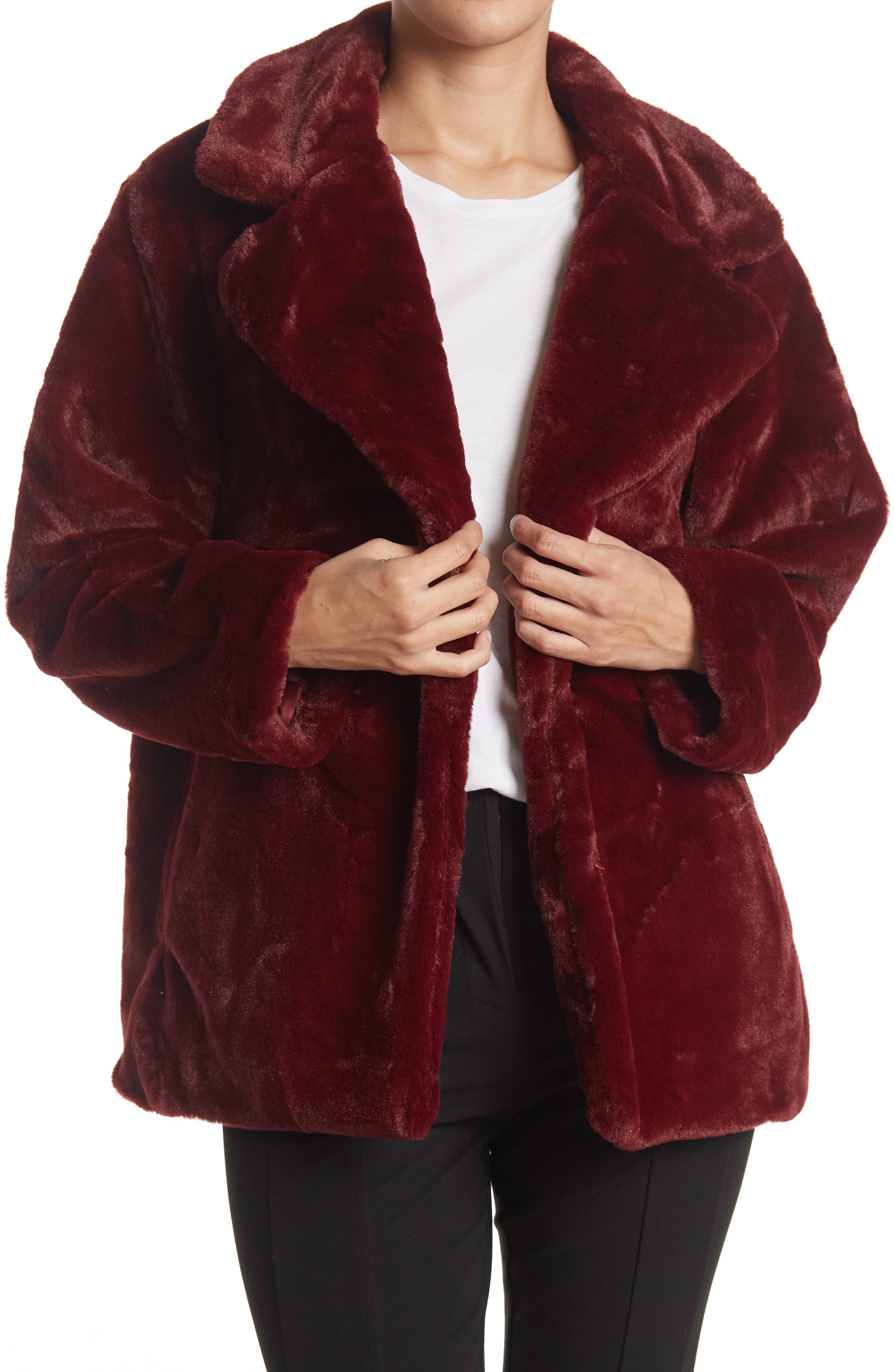 burgundy fur coats