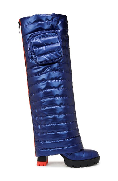 Naturalizer X Think Royln Crosswalk Zip Puffer Boot In Electric Blue