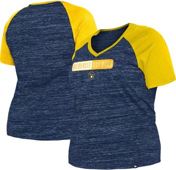 Women's New Era Navy Houston Astros Plus Size Space Dye 3/4-Sleeve Raglan  Henley T-Shirt