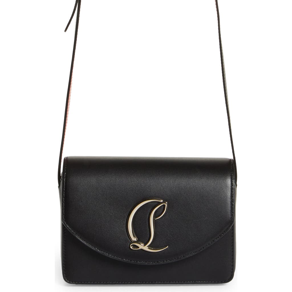 Christian Louboutin Small Loubi54 Leather Crossbody Bag In Cm6s Black/gold