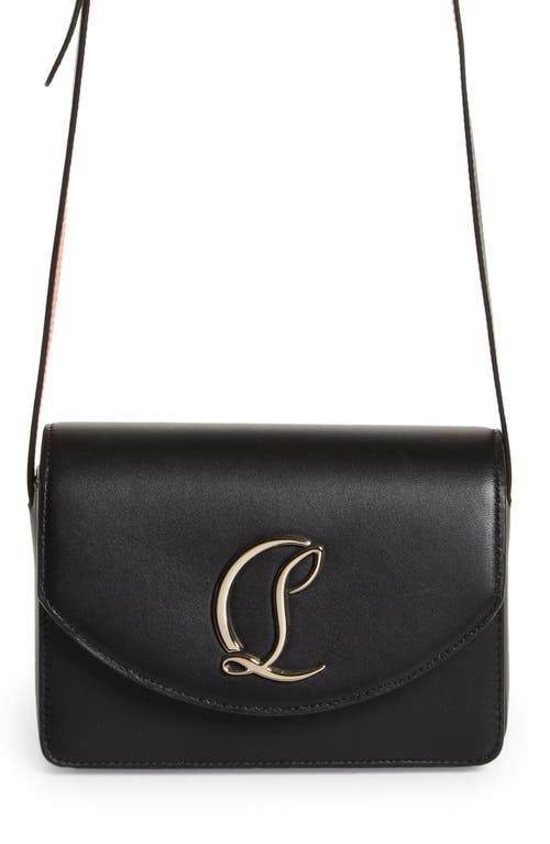 Shop Christian Louboutin Small Loubi54 Leather Crossbody Bag In Cm6s Black/gold