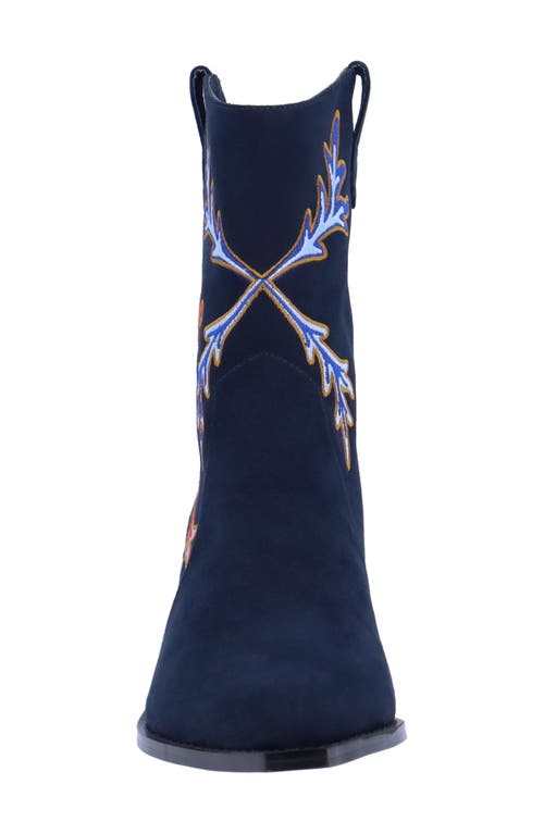 J. Reneé Skyla Pointed Toe Western Boot In Navy/ Red