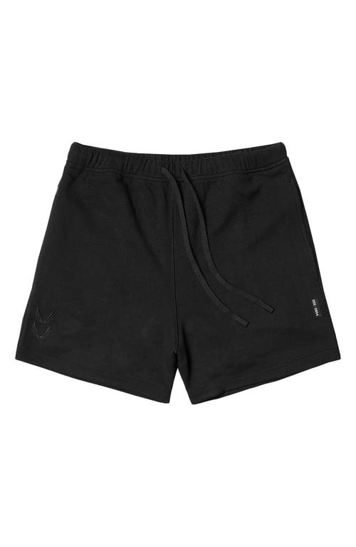 Waffle Knit Sweat Shorts in Black
