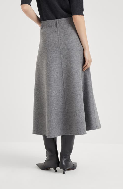 Shop Brunello Cucinelli Virgin Wool Double Cloth Flute Skirt In Medium Grey