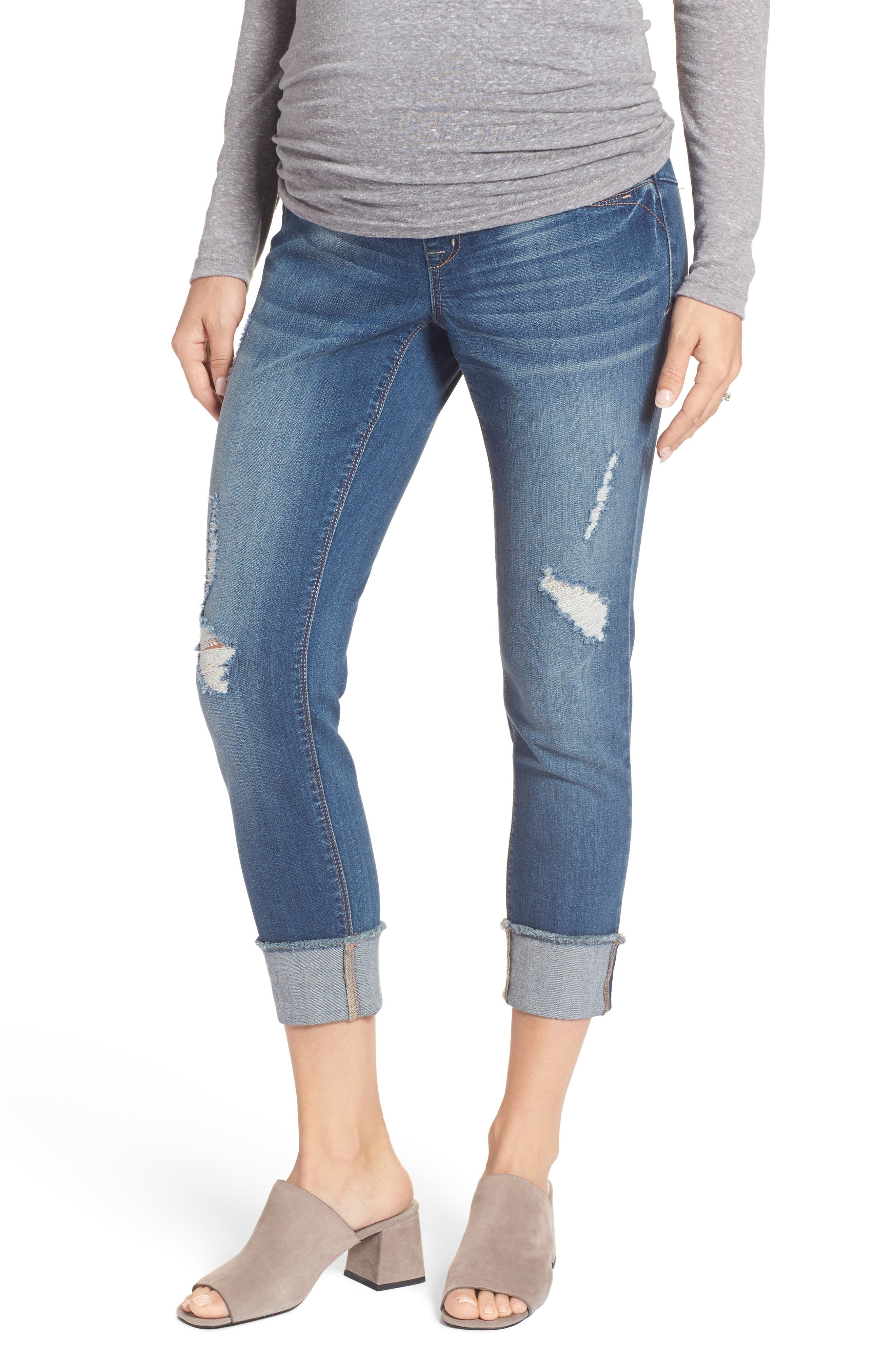 1822 Denim Distressed Maternity Crop Jeans (Irene) Nordstrom