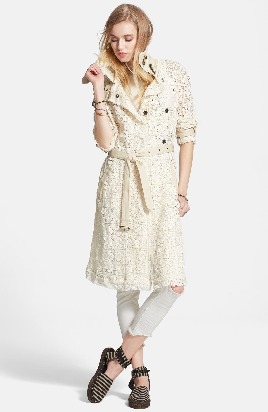 Free People Floral Lace Trench Coat Nordstrom