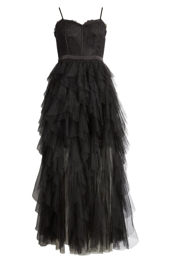 Shop Chelsea28 Corset Lace & Tulle Gown In Black