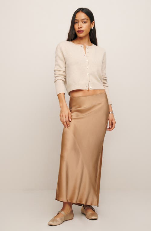 Reformation Clara Cashmere Crew Cardigan In Wheat