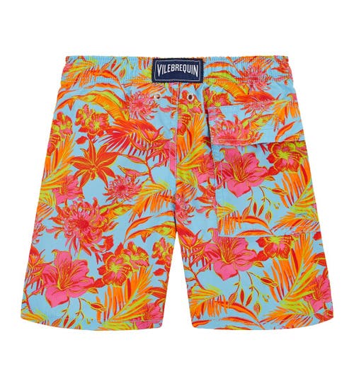 Shop Vilebrequin Kids' Tahiti Flowers Swim Shorts In Santorin