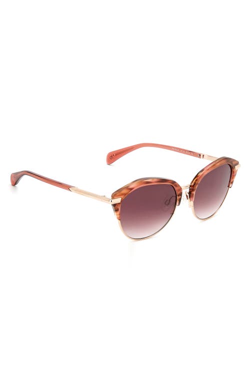 Shop Rag & Bone 55mm Gradient Round Sunglasses In Burgundy Red Horn/burgundy