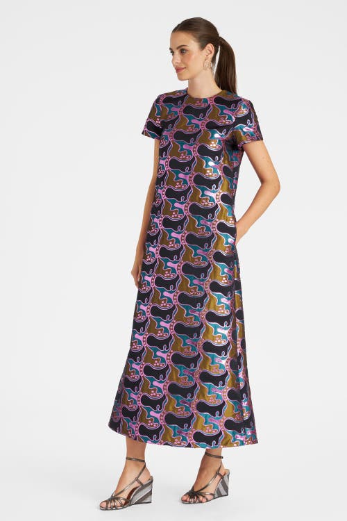 La Doublej Super Swing Dress In Spritz Blue Petrol