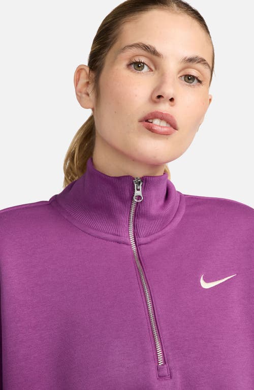 Shop Nike Sportswear Phoenix Fleece Crop Sweatshirt In Hot Fuchsia/sail