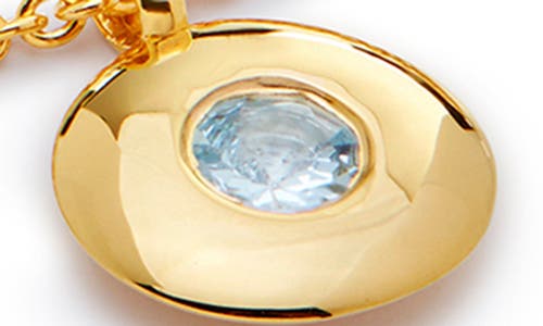 Monica Vinader March Birthstone Aquamarine Pendant Necklace In 18k Gold Vermeil/march