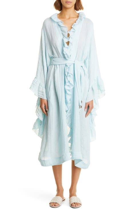 Anita linen-blend minidress in blue - Lisa Marie Fernandez