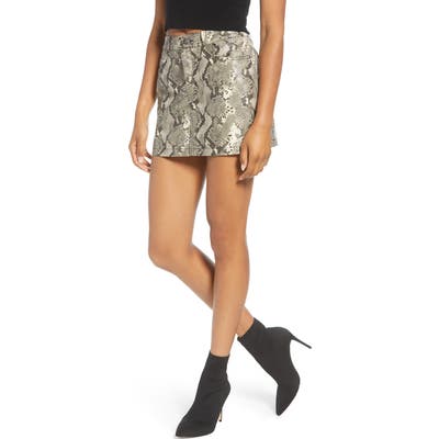 Vigoss Snake Coated Miniskirt, Grey