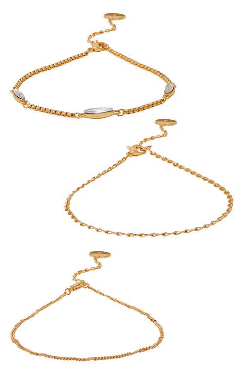Vince Camuto Navette 3-pack Assorted Anklets In Gold Tone
