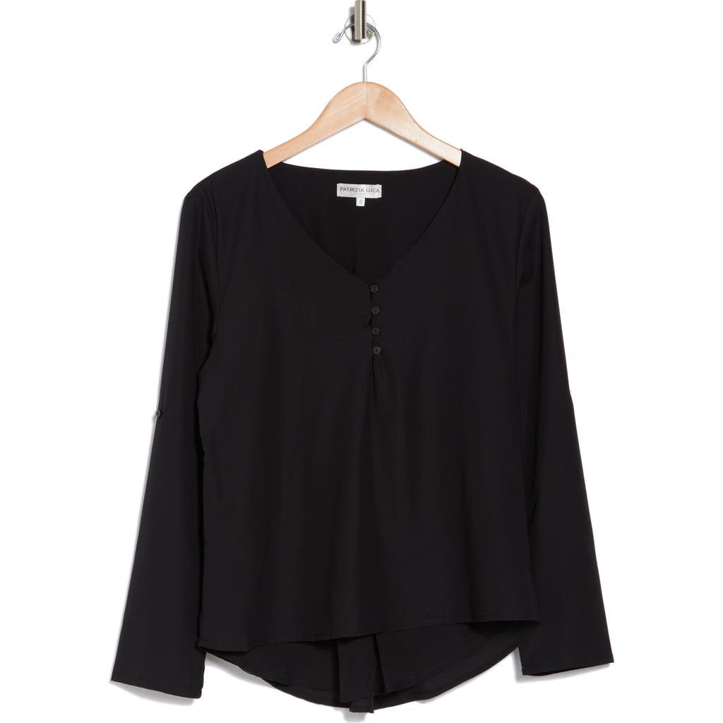 Patrizia Luca Button Back Long Sleeve Top In Black