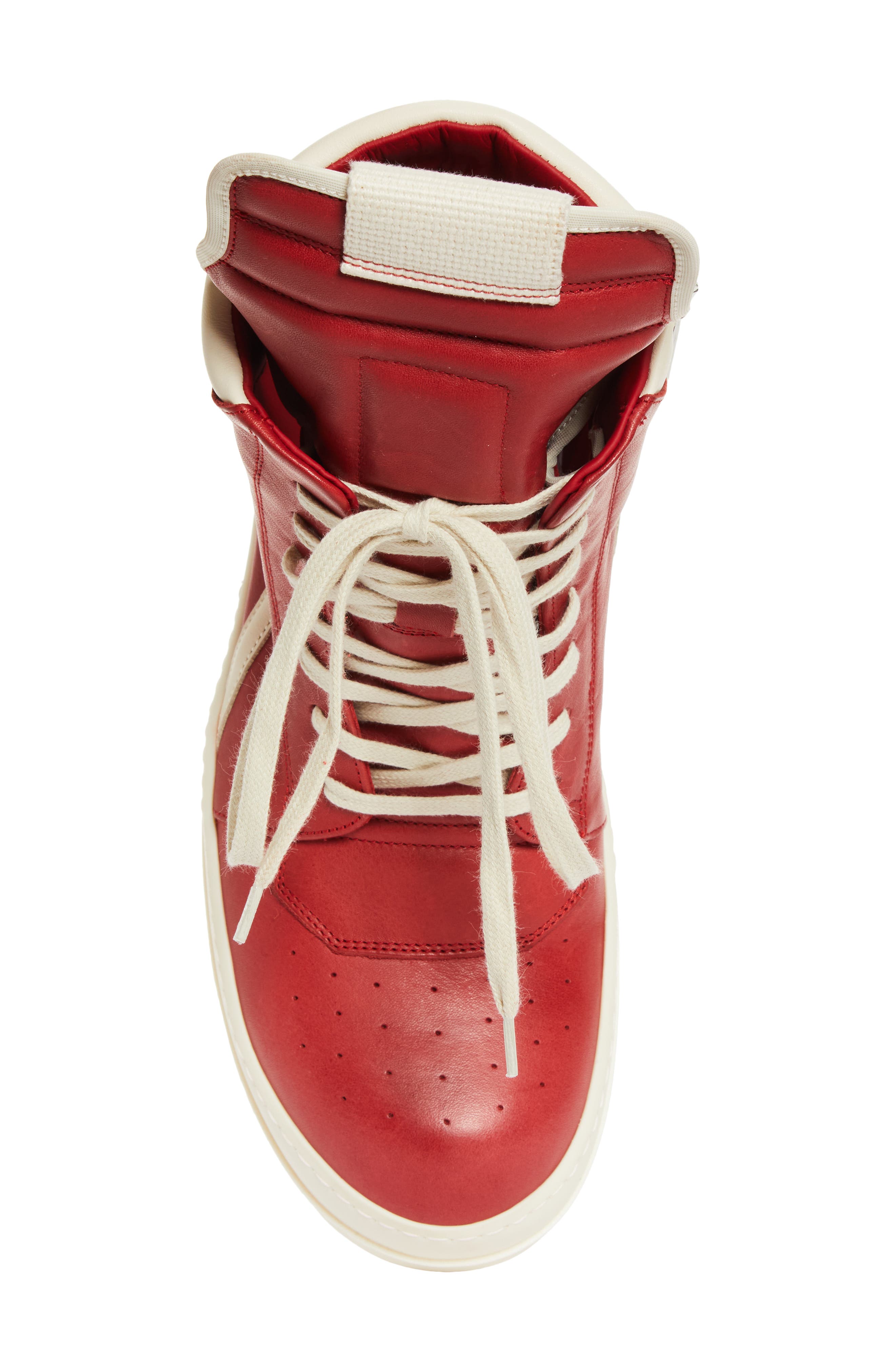 Rick Owens Geobasket High Top Sneaker in Cardinal Red/Milk/Milk