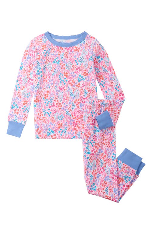 Hatley Kids' Floral Organic Cotton Fitted Two-piece Pajamas In White/pink Multi