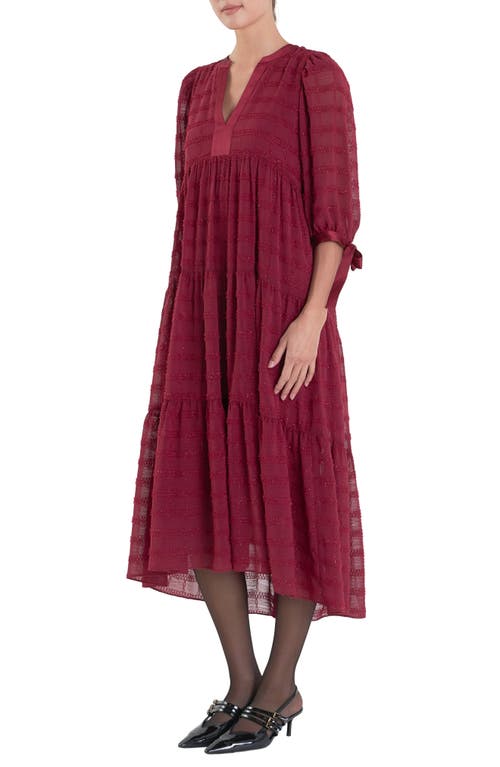 Shop English Factory Textured Chiffon Dress In Bordeaux