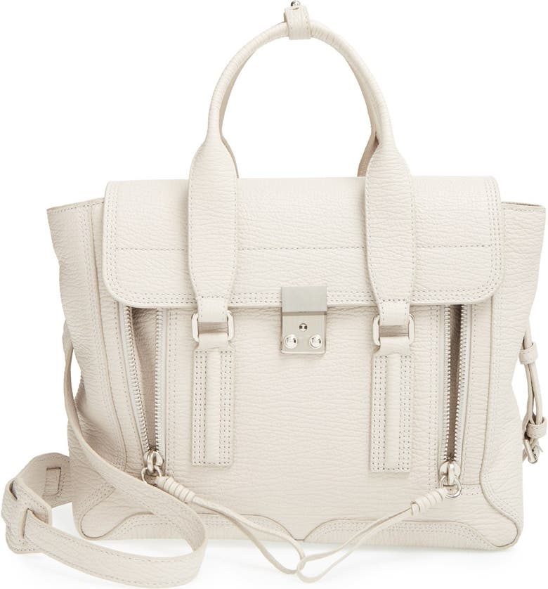 3.1 PHILLIP LIM 'Medium Pashli' Shark Embossed Leather Satchel, Main, color, 002
