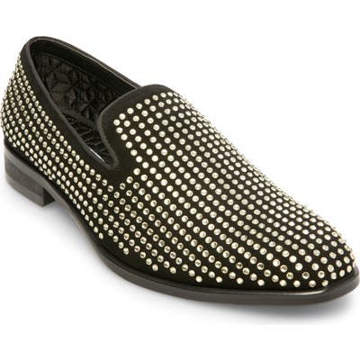 Steve Madden Falsetto Studded Venetian Loafer- Metallic